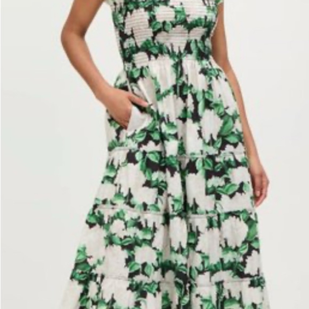 NWT Hill House Ellie Maxi dress in Night Bloom (green, white & black floral) XL